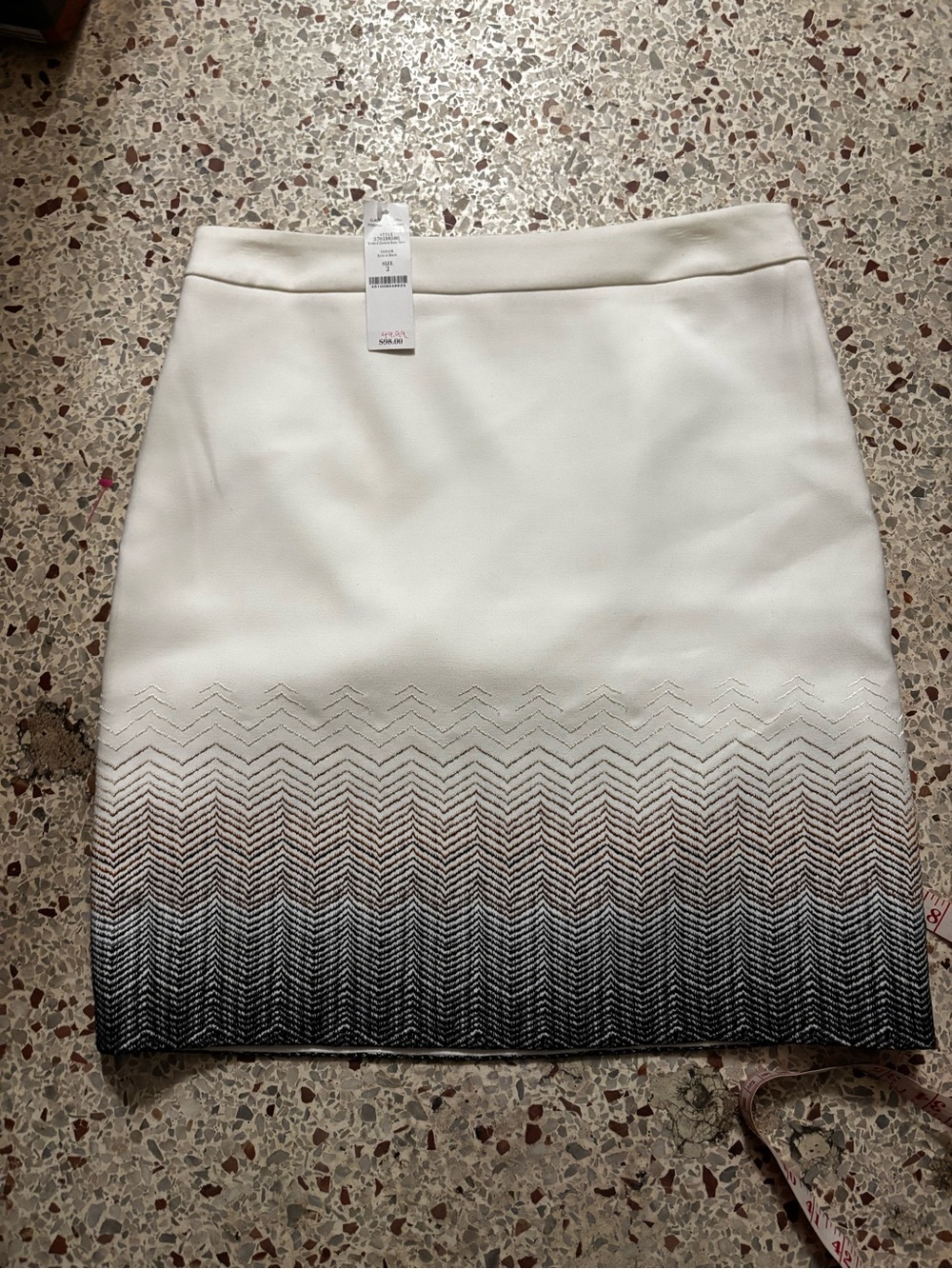 NWT WHBM pencil skirt gradient ombré embroidery design size 2